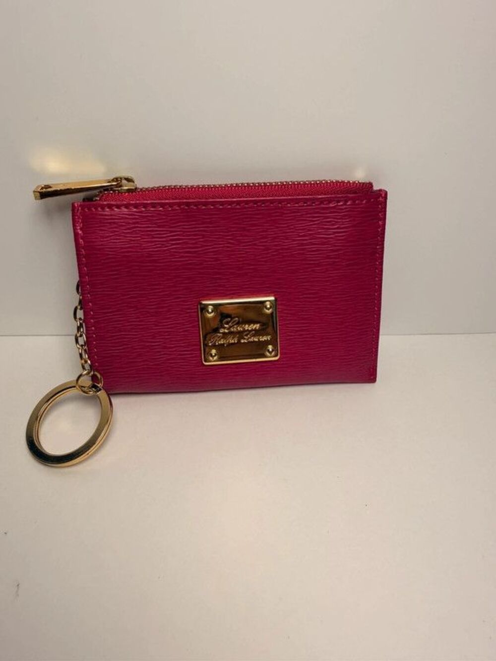 vibrant pink textured leather coin pouch